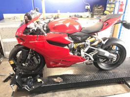 Ducati Panigale having a service